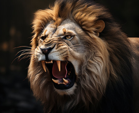 Snarling Lion in Hyper-Realistic Graph AI Generatedの素材
