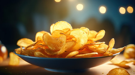 Delicious Crispy Thin Potato Chip - A Mouthwatering Snack AI Generatedの素材