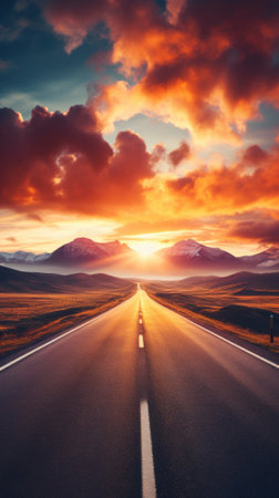 A Beautiful Graphic Image of an Open Road AI Generatedの素材