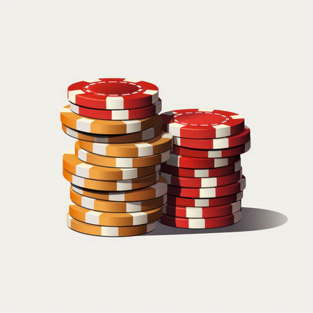 Stack of Poker Chips on Minimalist Background AI Generatedの素材