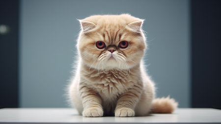 Exotic Shorthair Cat on White Background AI Generatedの素材