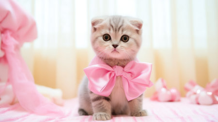Adorable Scottish Fold Baby Cat AI Generatedの素材