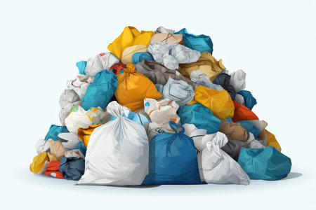 Eco-friendly Plastic Bags in Flat Minimalistic Style AI Generatedの素材