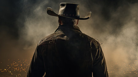Back View of a Cowboy AI Generatedの素材