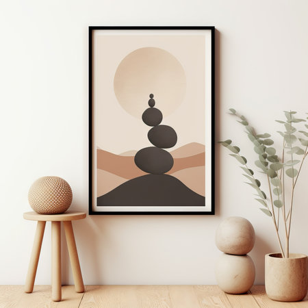 Minimalist Nature Art Print in Scandinavian Modern Style AI Generatedの素材