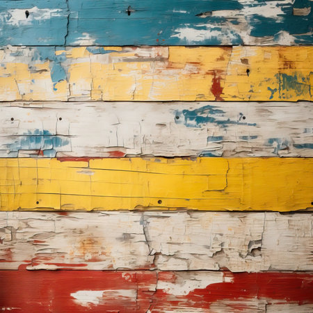 Vintage Wood Boards with Cracked Paint Texture AI Generatedの素材