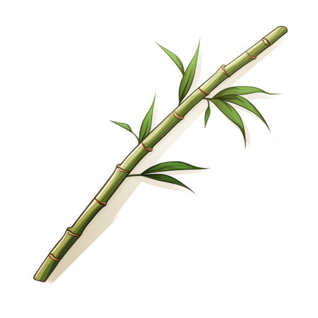 Isolated Bamboo Stick on White Background AI Generatedの素材