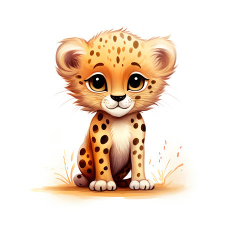 Minimalistic Drawings of a Cheetah AI Generatedの素材