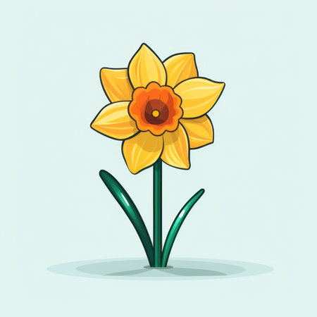 Isolated Daffodil Flower on White Background AI Generatedの素材