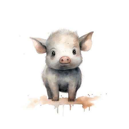 Minimalistic Drawings of a Simple Boar AI Generatedの素材