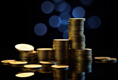 Stack of Gold Coins and Graph AI Generatedの素材