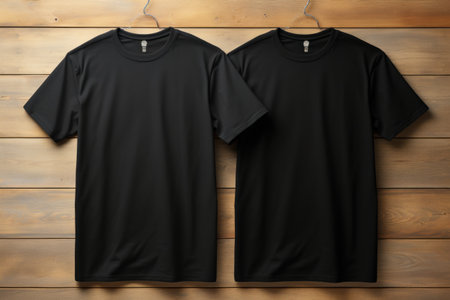 Front and Back View of Plain Black T-Shirt AI Generatedの素材