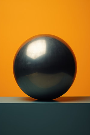 Metal Sphere on Solid Color Background AI Generatedの素材
