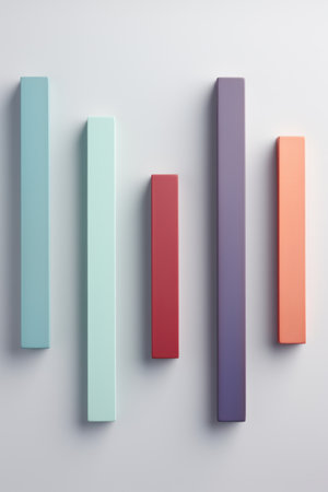 3d render of colorful stripes on white background. Minimal concept.の素材