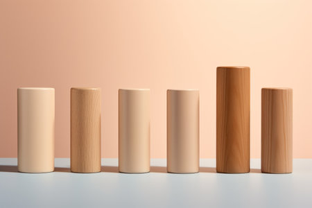 Row of Solid Cylinders in Different Heights AI Generatedの素材