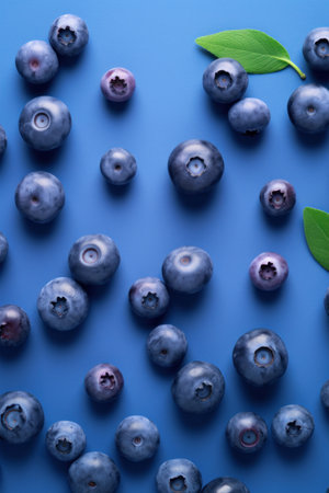 Fresh Blueberries on Purple Background AI Generatedの素材