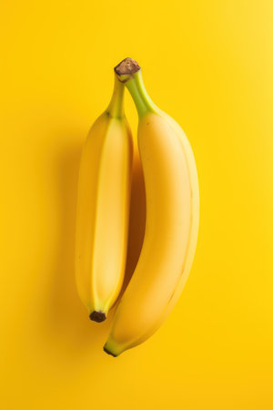 Vibrant Banana on Yellow Background AI Generatedの素材