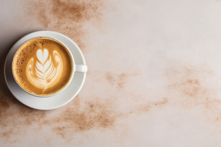 Minimalistic Cappuccino Coffee on Table Top AI Generatedの素材