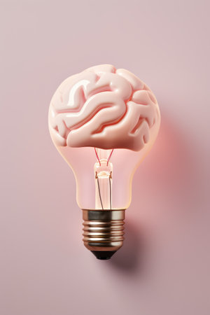 Abstract Brain with Light Bulb AI Generatedの素材