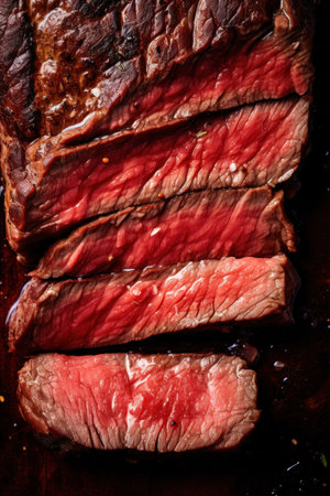 Extreme Close-Up of Grilled Beef Steak AI Generatedの素材