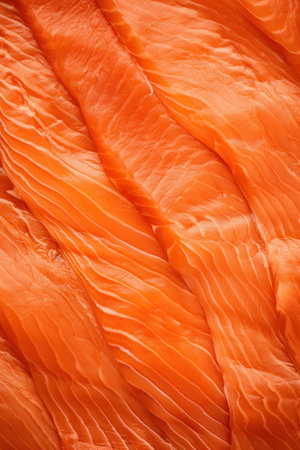Extreme Close-Up of Raw Salmon Fillet AI Generatedの素材