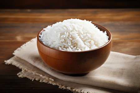 Minimal Style: Rustic Bowl of Rice AI Generatedの素材