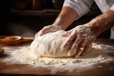 Scientific Study of Rustic Hand Kneading Bread AI Generatedの素材