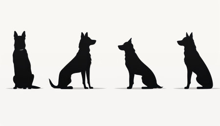 Minimalist White Dog Silhouette AI Generatedの素材