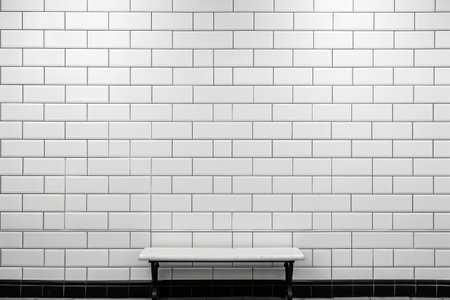 White Subway Tiles Wall Background AI Generatedの素材