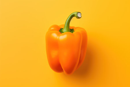 Vibrant Orange Bell Pepper on Orange Background AI Generatedの素材