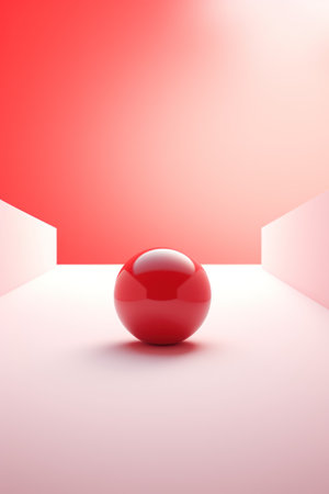Vibrant Red Sphere on Light Color Background AI Generatedの素材