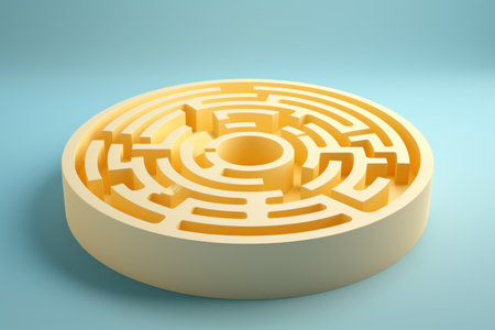 Colorful Round Shape Maze on Solid Light Background AI Generatedの素材