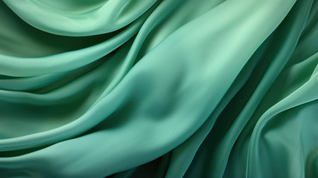 Layers of Silk: Abstract Green Background AI Generatedの素材