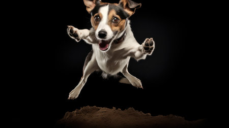 Adorable Jack Russell Terrier Jumping AI Generatedの素材