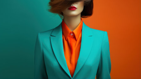 Colorful Fashion: Anonymous Woman in Blazer AI Generatedの素材