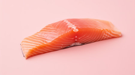 Delicious Salmon Fillet on a Pink Background AI Generatedの素材