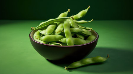 Fresh Edamame on Green Background AI Generatedの素材