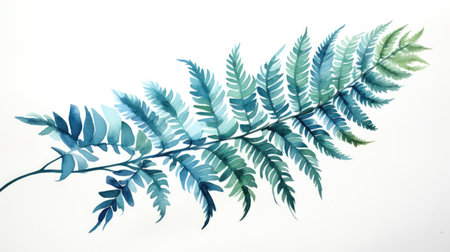 Artful Watercolor Fern Leaf Fronds: Detailed and Graceful AI Generatedの素材