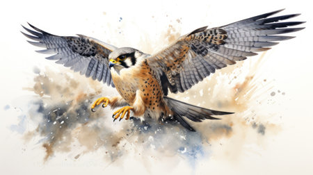 Dynamic Watercolor Falcon Talons Extended Diving Swiftly AI Generatedの素材