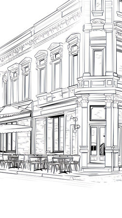 Trendy Restaurant with Outdoor Seating AI Generatedの素材