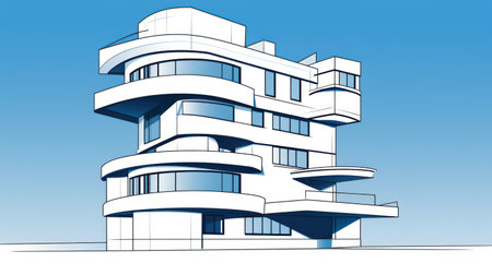 Futuristic Apartment Building with Smart Features AI Generatedの素材