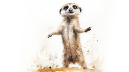 Curious Meerkat Standing on Hind Legs AI Generatedの素材