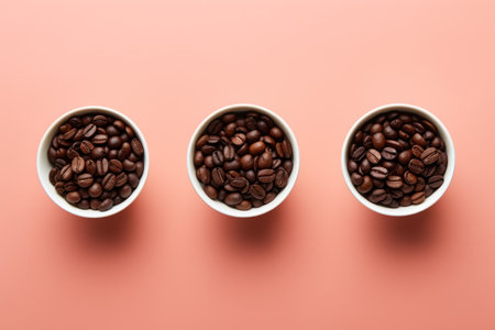 Stylish Cup of Coffee Beans in the Shape of Vapor on Pastel Backgrounds AI Generatedの素材