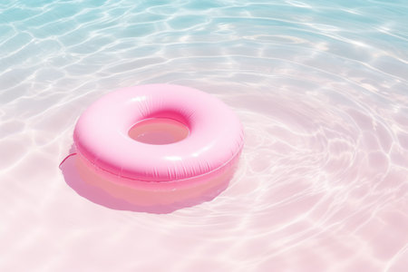 Minimal Summer Creative Layout with Pastel Pink Water Ripple Background AI Generatedの素材