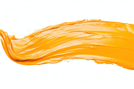 Vibrant Orange Oil Paint Texture on White Background AI Generatedの素材