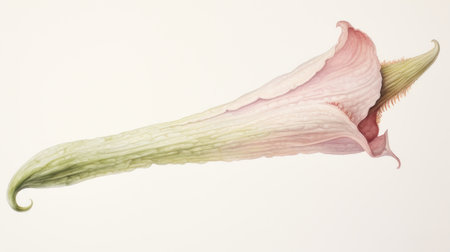 Vibrant Watercolor Depiction of Amorphophallus Titanum on White Canvas AI Generatedの素材