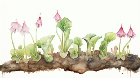 Watercolor Painting of Corybas Dowlingii on White Background AI Generatedの素材