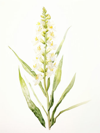 Watercolor Painting of Platanthera Bifolia on White Background AI Generatedの素材