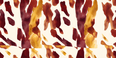 Vibrant Watercolor Cow Skin Print Repetitive Pattern in Maroon and Gold AI Generatedの素材