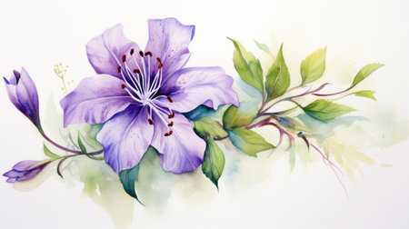 Watercolor Portrayal of the Kakabeak Flower on a White Canvas AI Generatedの素材